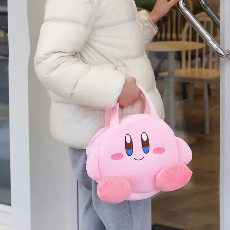 Cartoon Kirby Plush Toys Girls Sweet Pink Kirby Backpack  Women Messenger Bag Coin Purse Mobile Phone Bag Kids Birthday Gifts