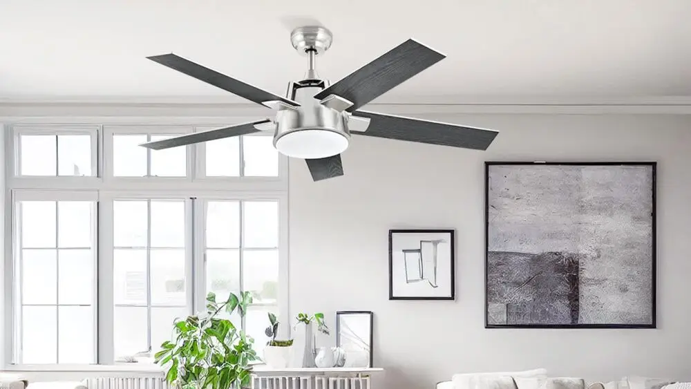 52'' Ceiling Fan Light Black LED 3-Color Chandelier Lamp with Reversible Motor