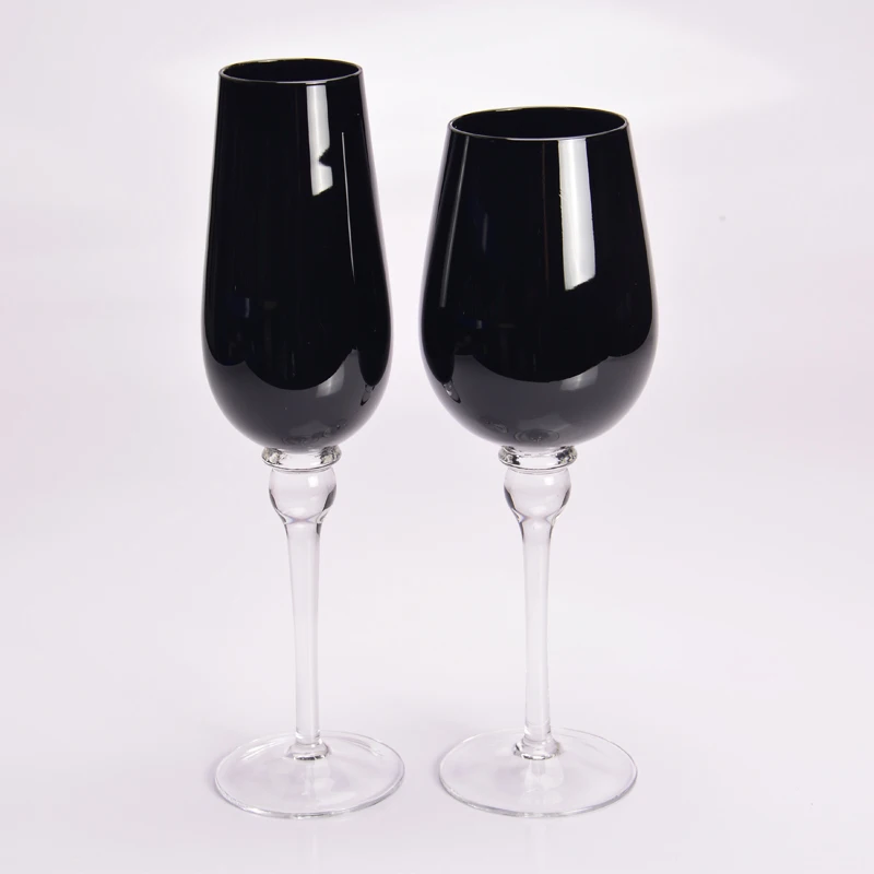 

European style elegant table bead point goblet family restaurant goblet original black crystal glass wine cup