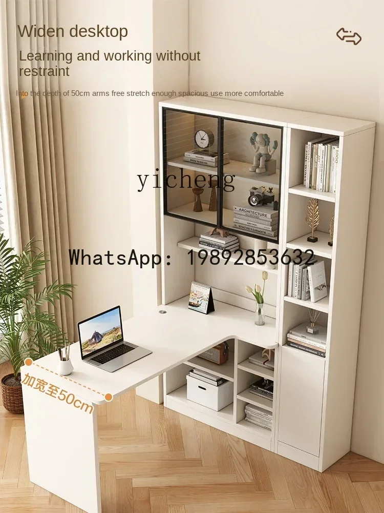 

b2Solid Wood Desk Bookcase Integrated Corner Desk Computer Home Desk