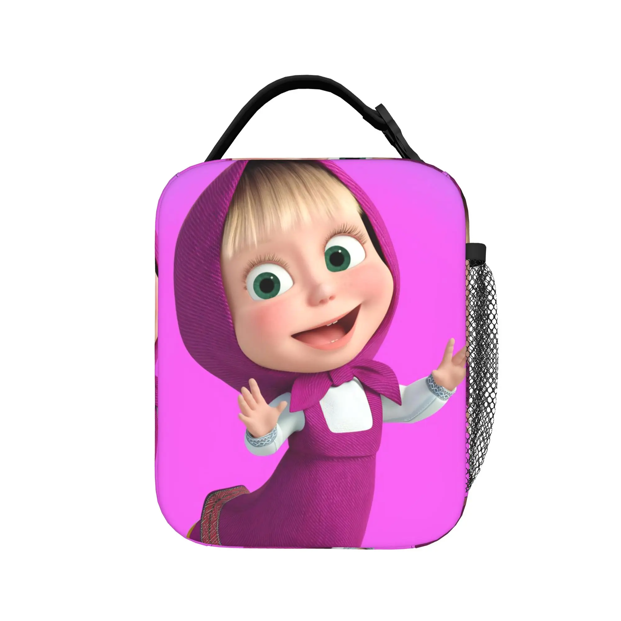 Cartoon M-Masha and Bear Thermal Insulated Lunch Bag for School  Portable Food Bag Container Thermal Cooler Lunch Boxes