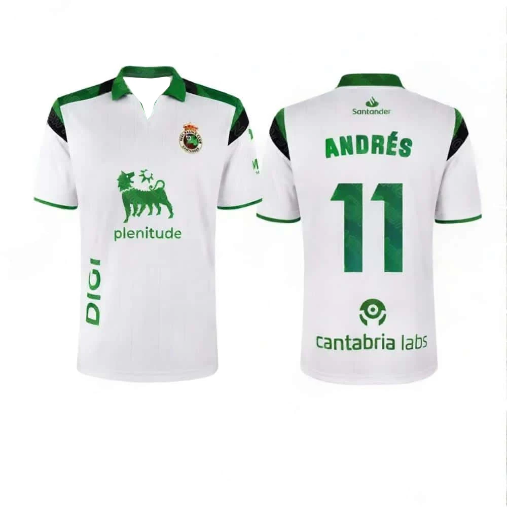 2026-27 Racing De Santander Zabiri # 21 Iñigo Vicente # 10 Schnell Trocknende Sommer-Fußball-T-Shirts für Herren für Training und Heimspiele – Detail 11
