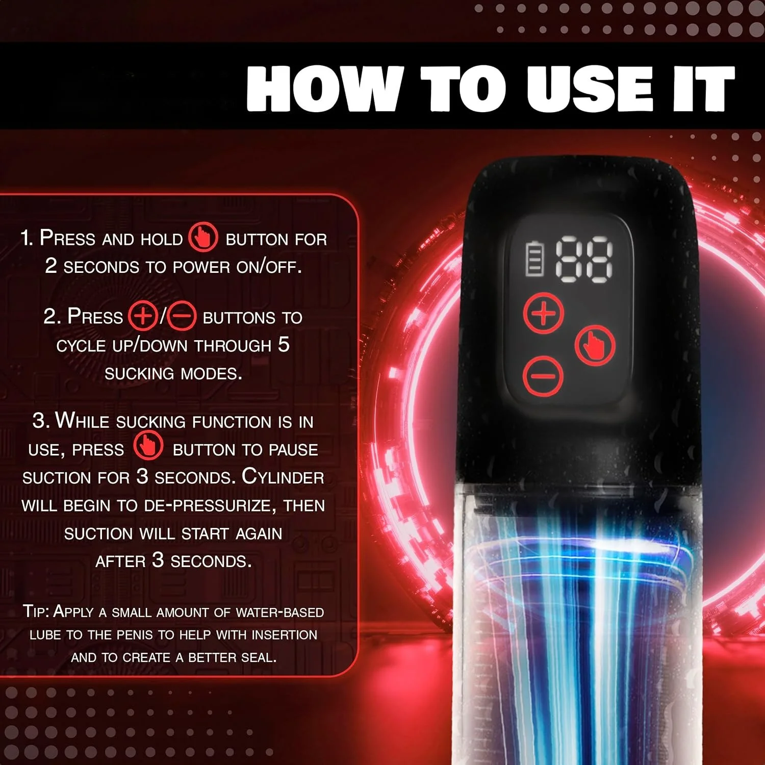 Electric Sucking Penis Pump for Men Couples. Body-Safe, Rechargeable, Easy to Clean Masturbation Sleeve For Male Masturbator 18+