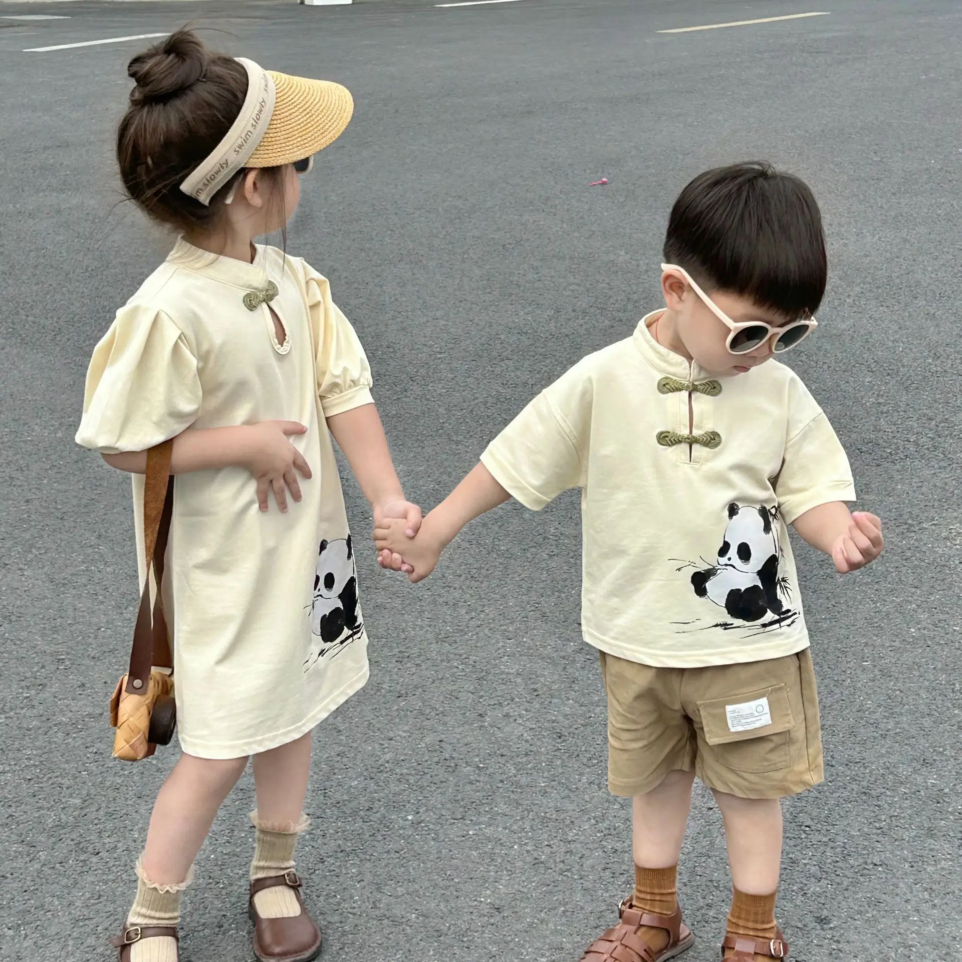 Chinese Style Boys Girls Matching Clothes 2023 Summer Brother and Sister Clothing Baby Cheongsam Kids Qipao Dress Children Sets