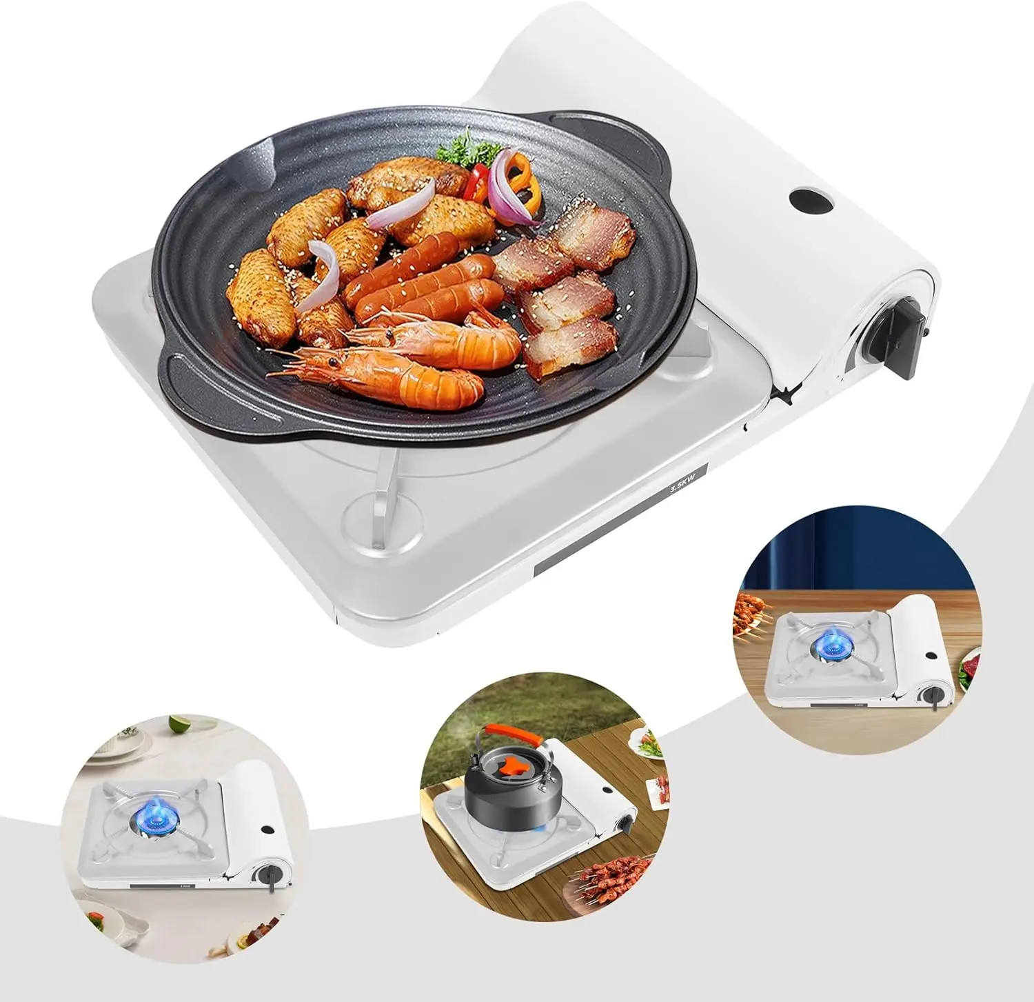 Grill na butan z obudową, przenośny grill kempingowy idealny do gotowania na świeżym powietrzu/kempingu/wycieczek samochodowych, paliwo nie jest dołączone.