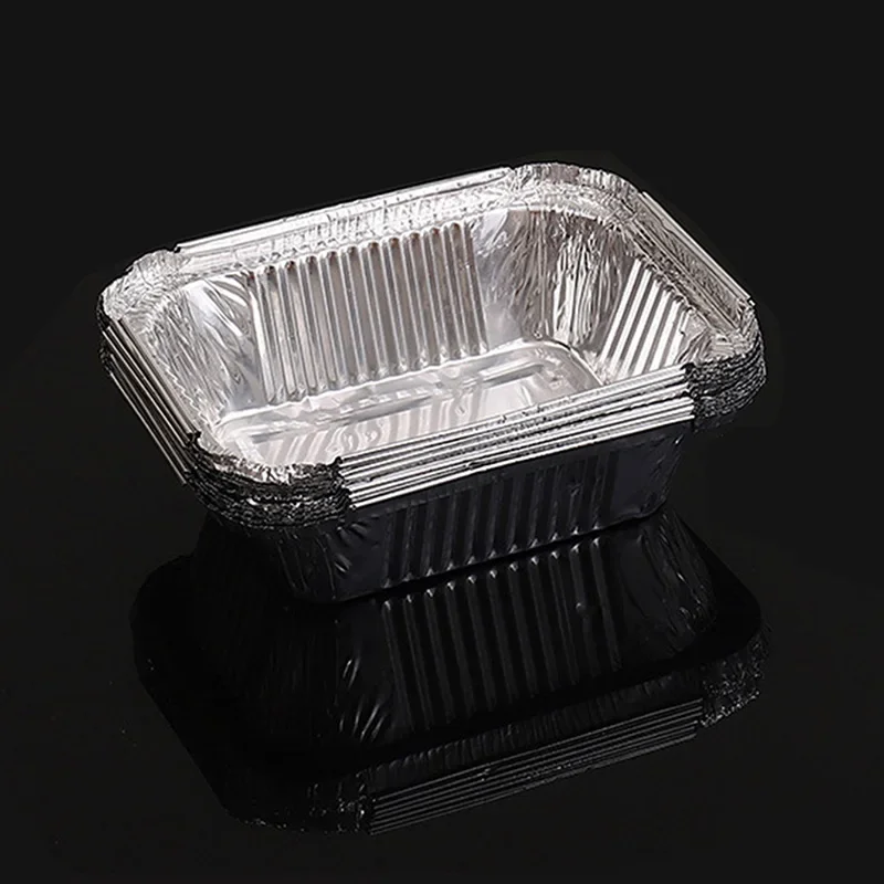 Rectangular Tin Foil Tray Box Barbecue Disposable Aluminum Foil Packaging Box BBQ Thickened Aluminum Foil Packaging Bowl 10PCS