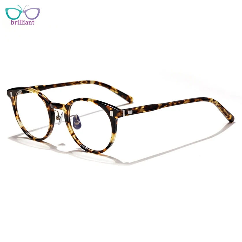 Y7285 Japanese Retro Handmade Round Acetate Eyeglass Frame Men and Women Tortoiseshell New Classic Myopia Prescription Glasses