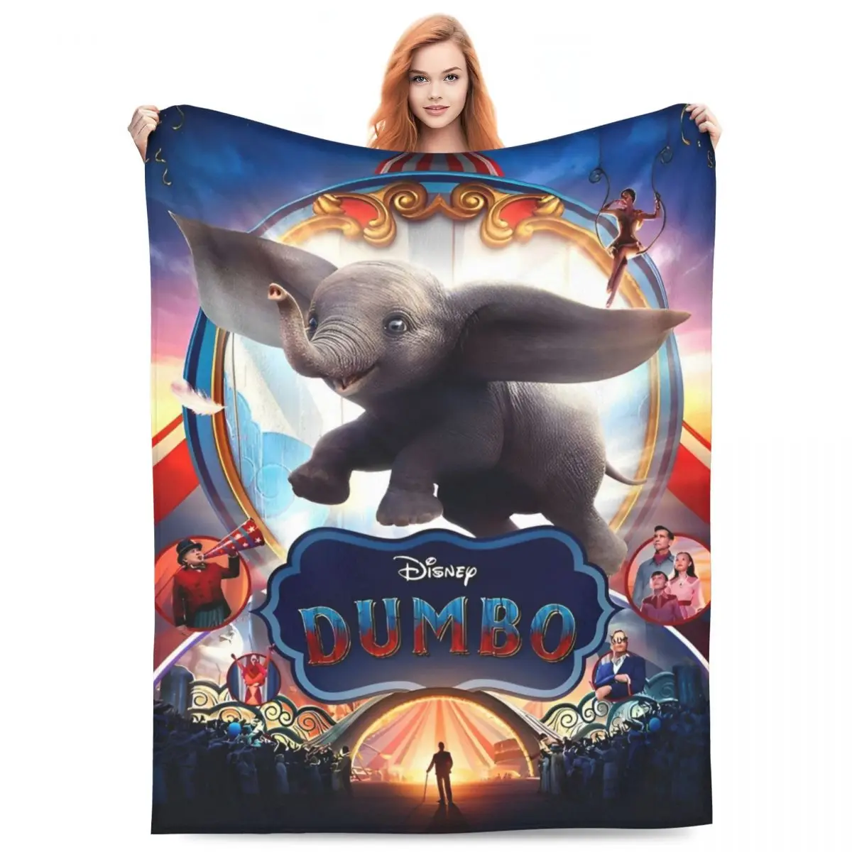 Fantasy Drama Dumbo Wool Blanket Cartoon Creative Throw Blankets for Sofa Bedding Lounge Bedspread