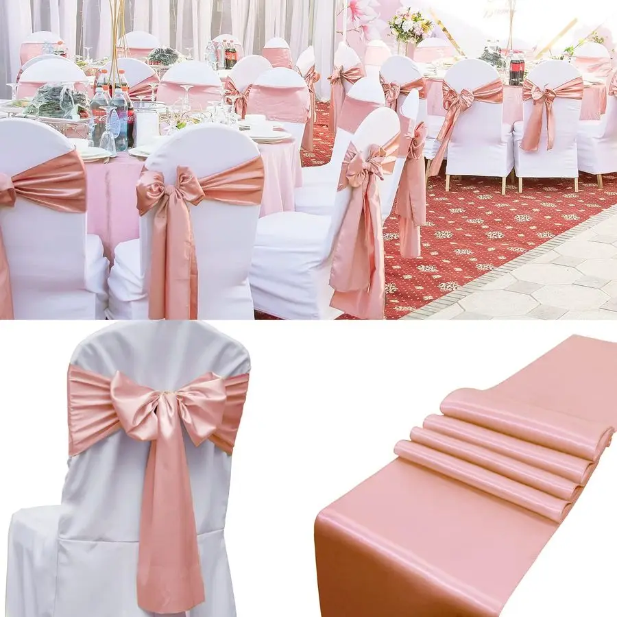 

PCS Satin Chair Sashes Decorative Bow Chair Ribbon Bows Chairs Cover Band Back Sashes Ties for Wedding Party Ceremony Reception