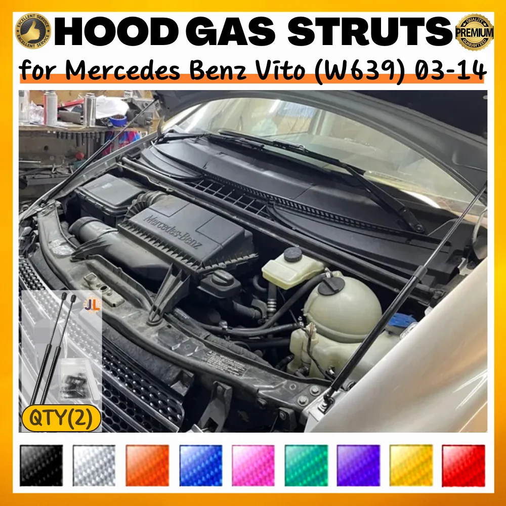 

Qty(2) Hood Struts for Mercedes Benz Vito (W639) 2003-2014 Front Bonnet Modify Gas Springs Shock Absorber Lift Supports Dampers