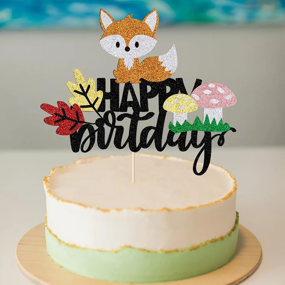 

Fox Happy Birthday Cake Topper The theme of jungle animals Animal Theme Baby Shower or kids Birthday Party Cake Decor Supplies