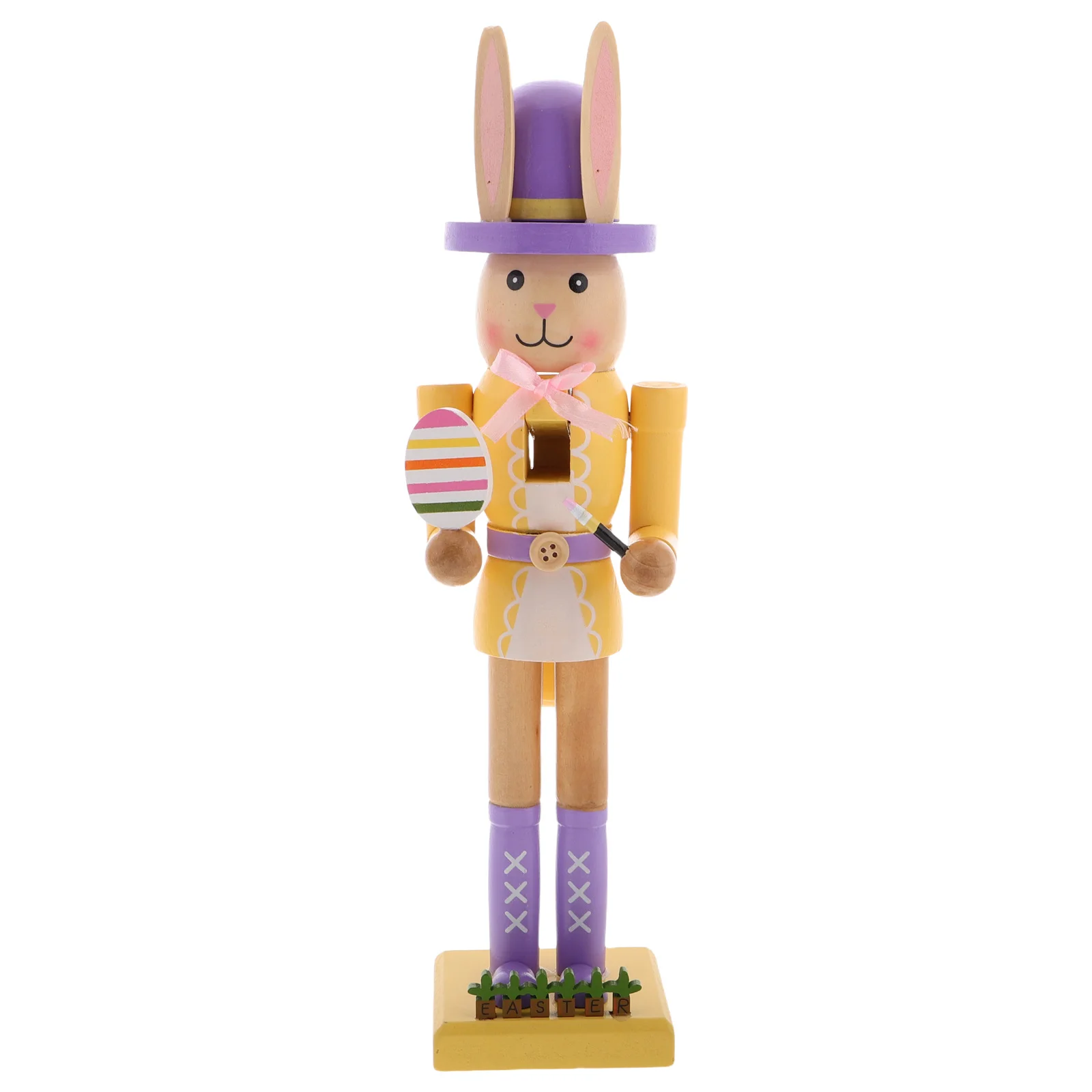 

Nutcracker Ornaments Cute Easter Rabbit Bunny Statue s Figures Purple Wood