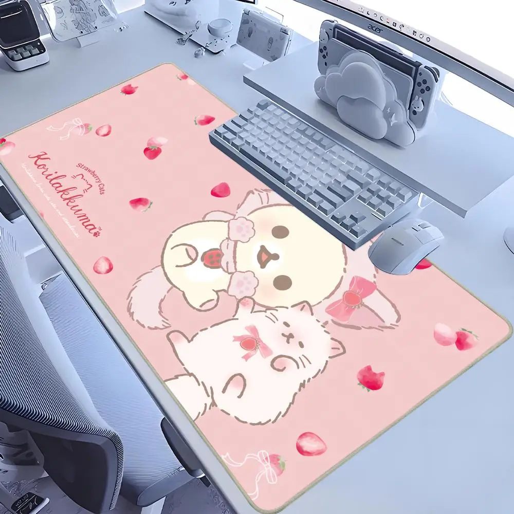 Kawaii Game Rubber Mat Cute Mousepad Non-slip Table Mat Anime Pink Rilakkuma Office Computer Accessories Speed Desktop Mouse Pad