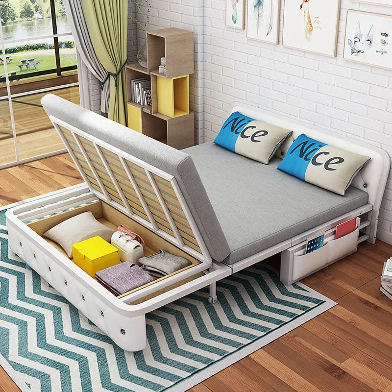 Sofa Bed Foldable Bed Dual-use Push-pull Living Room Double Small Apartment Balcony Single and Double Folding Storage Bed