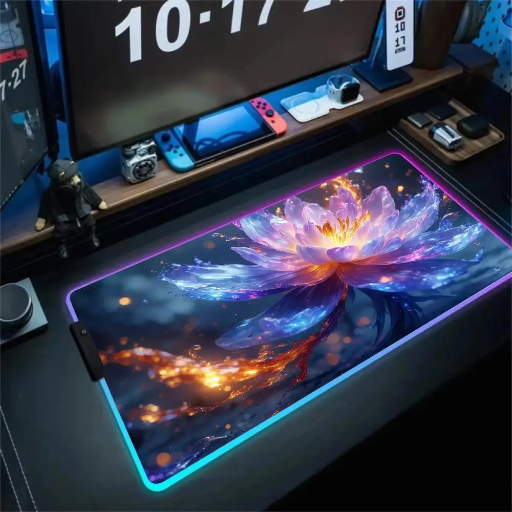 

RGB Mouse pad Dreamy Lotus design LED glow gaming mat rubber anti-slip Desk Mat gamer pc accessories Gaming keypad mousepad
