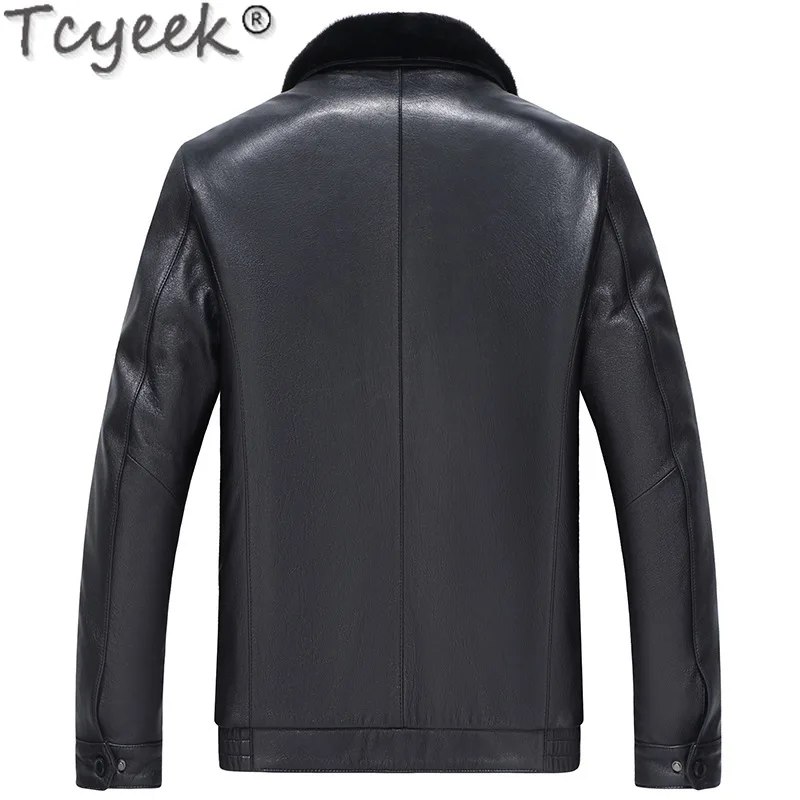 Tcyeek Natural Mink Fur Mens Coats Goatskin Genuine Leather Man Jackets Real Fur Coat Men Winter Clothes 2024 Куртка Мужская