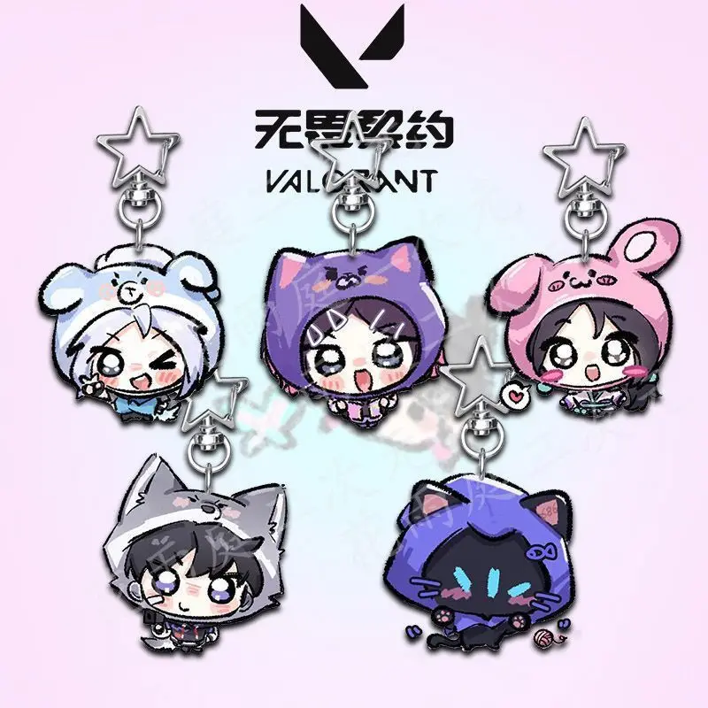Valorant Acrylic Keychain Jett Clove Sage Iso Omen Star Keyring Game Merch Pet Carrier Bag Charm Friendship Keepsake Trinket