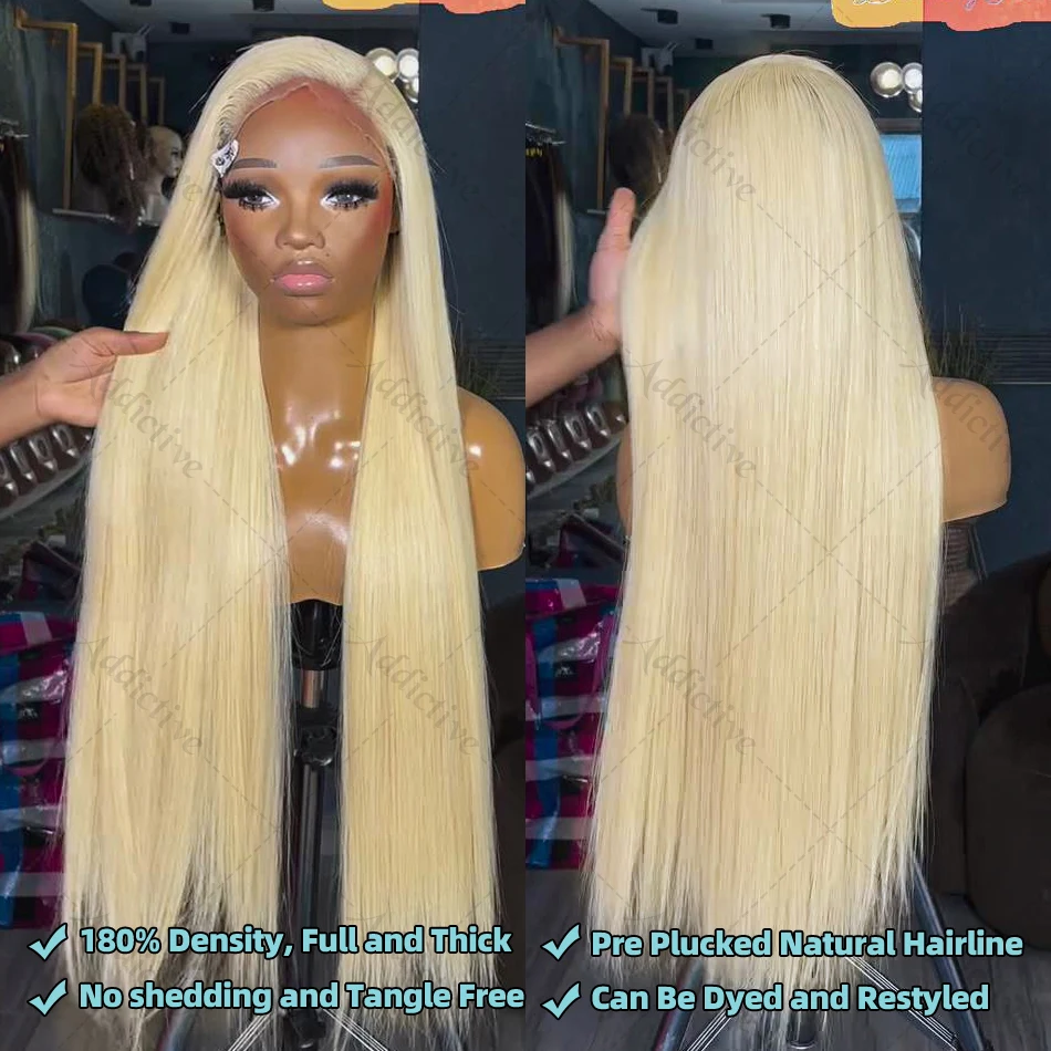 40 Inch 613 Honey Blonde Straight 13x6 Lace Front Human Hair Wigs Brazilian Remy HD Transparent 13x4 Lace Frontal Wig For Women