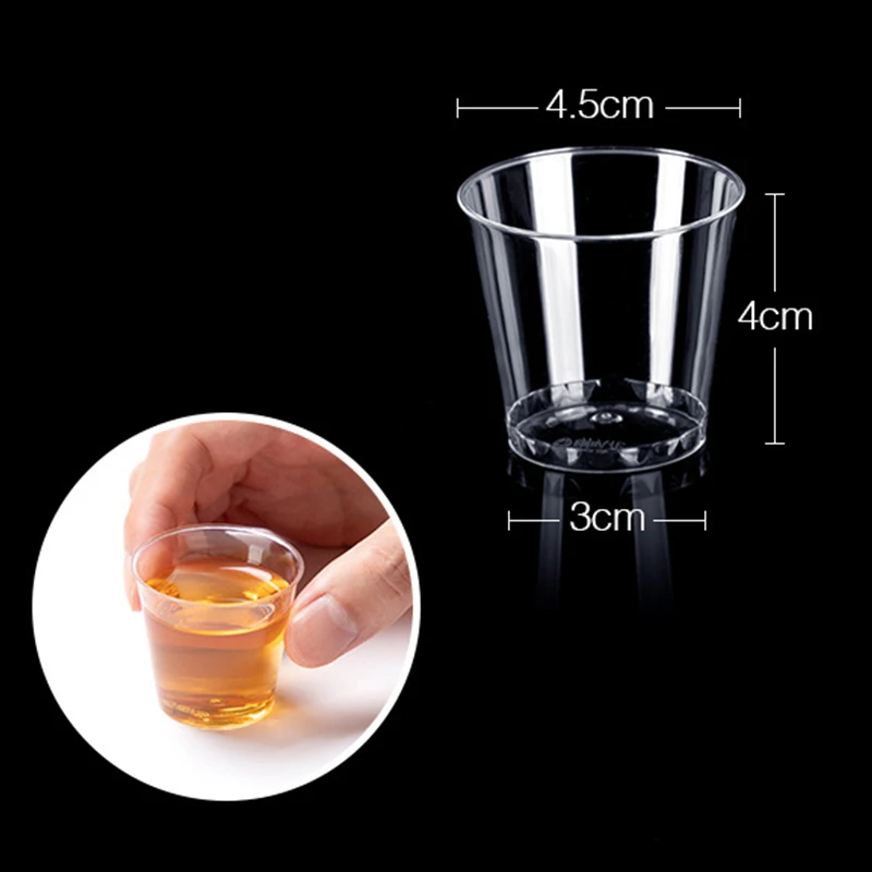 Taza de plástico transparente desechable para Picnic al aire libre, vajilla para fiesta de cumpleaños, degustación, tazas de plástico para Picnic, 50 piezas, 1OZ/30ml
