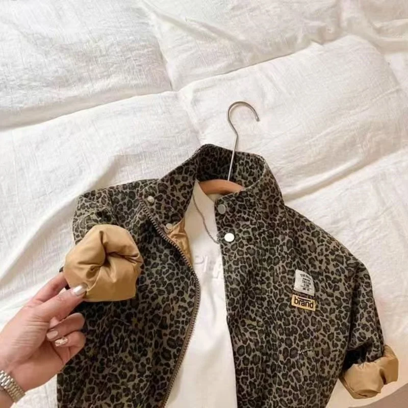 

2025 new Spring autumn Baby Girls Boys Leopard-print coat Coats Jackets parkas Fashion Kids Children Tops Clothes Overcoats