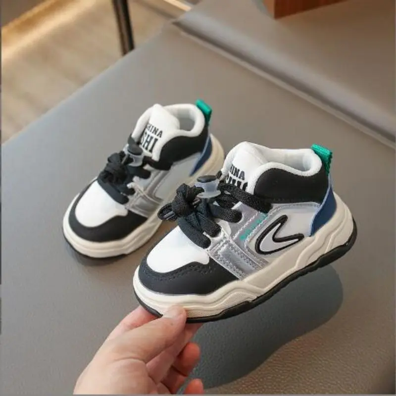 Autumn new dad shoes for girls and boys trendy children's casual sports shoes versatile and fashionable high top running shoes