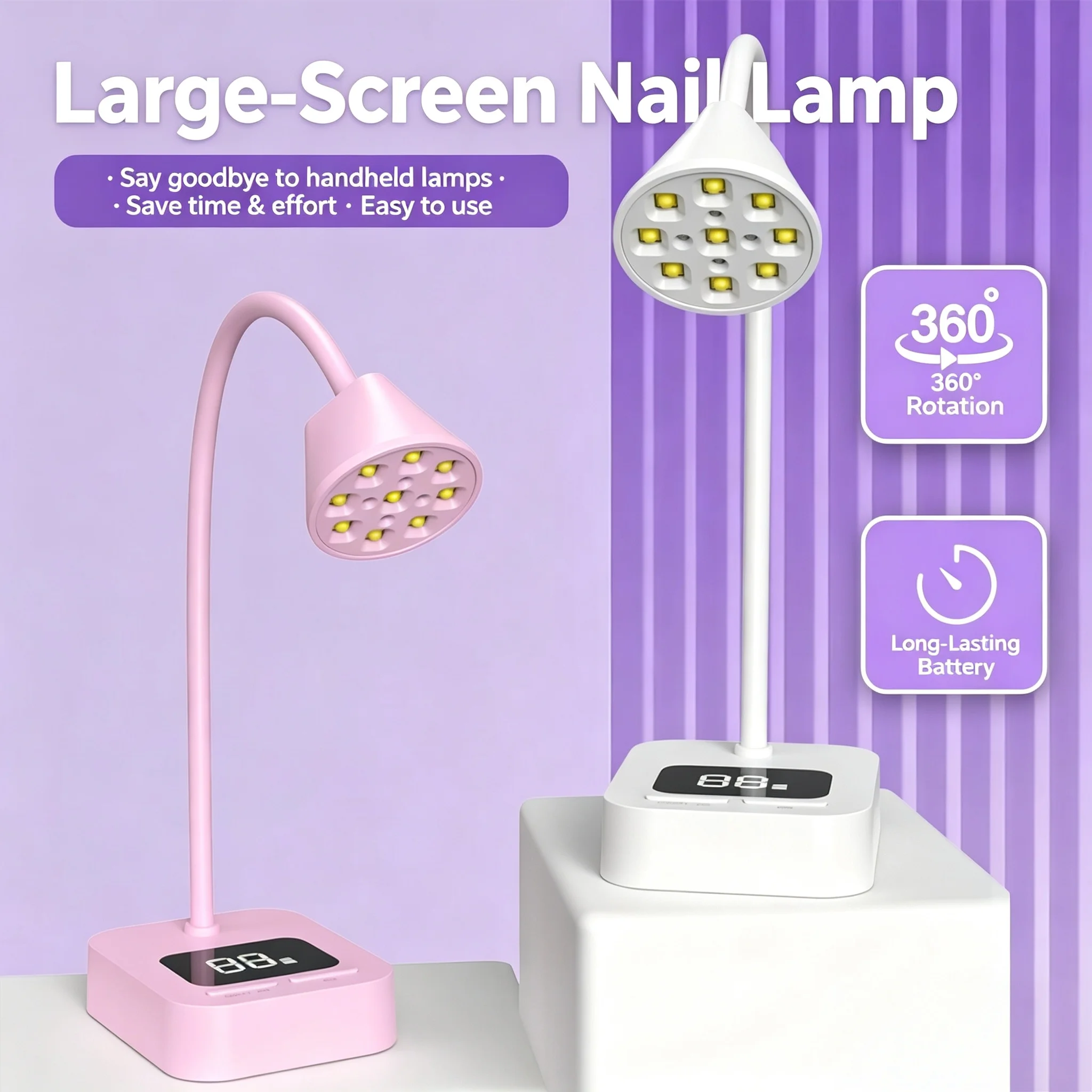 360° Bendable Wireless UV LED Nail Dryer Rechargeable Auto Sensing Touch Control Fast Curing Table Manicure Lamp