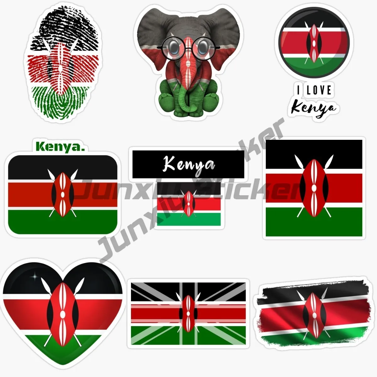 Kenyan Flag, Emblem, Car Sticker Suitable for Any Smooth Flat Vinyl Self-adhesive Waterproof Sticker