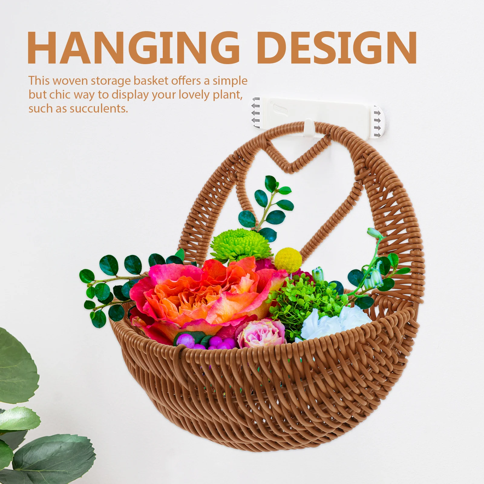 

Wall Hanging Basket Woven Storage Basket For Plants Flower Holder Balcony Garden Decor Hanging Planter Organizer Indoor Outdoor