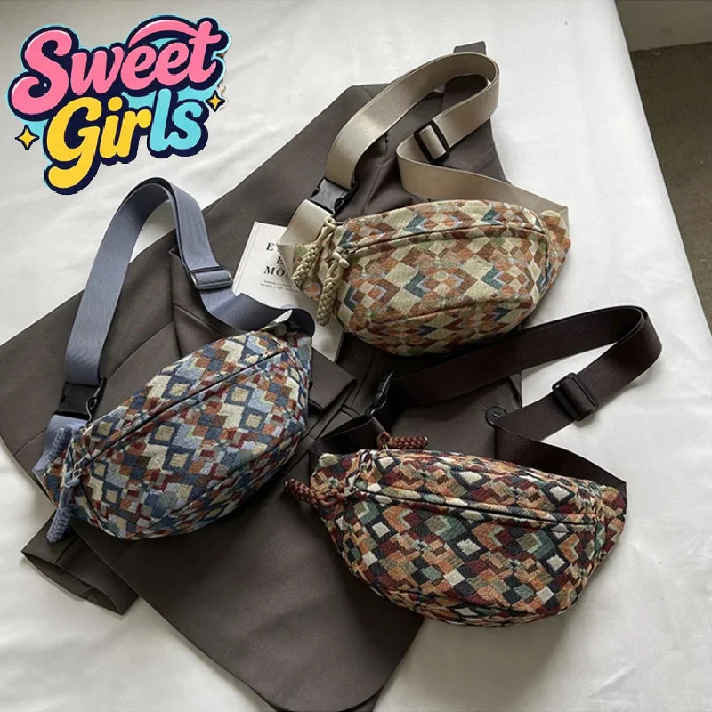 

Bohemia Corduroy Belt Bags Women Fashion Pack Female Banana Waist Bag Hip Purse Shoulder Crossbody Chest Bag Pocket