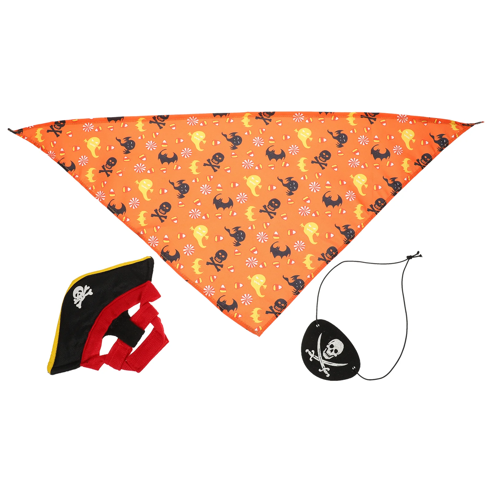 Halloween Pirate Hat Triangle Bandana Set Cat Pumpkin Saliva Pet Costume Photo Props DIY Clothing Decor Party Favors