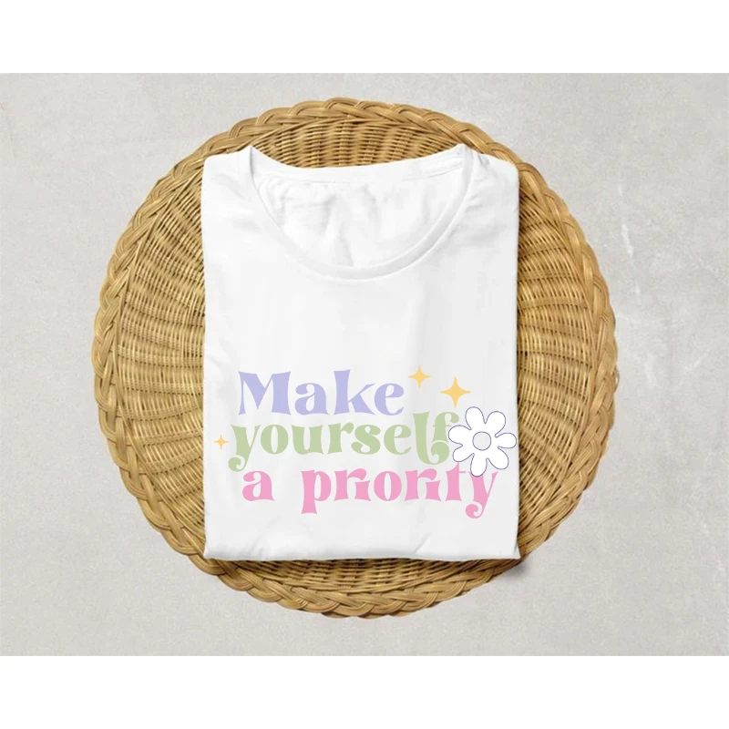 Coloful Iron On Self Love Letter For Clothing Fashion Women Heat DTF Transfer Sticker T Shirts High Quality DIY Folwer Appliqued