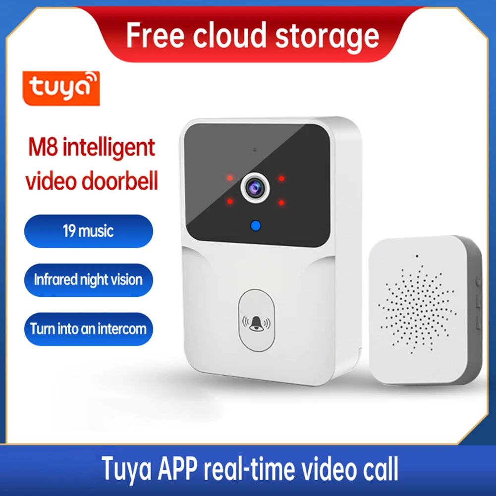 Tuya Wireless Doorbell HD High Resolution Visual Home Smart Security Doorbell Camera with IR Night Vision Real-Time Monitoring