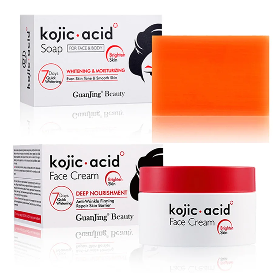 

Kojic Acid Cream Skin Whitening Cream Anti Aging Brighten Fade Stubborn Dark Spots Moisturiz Nourish Facial Skin Care With Soap