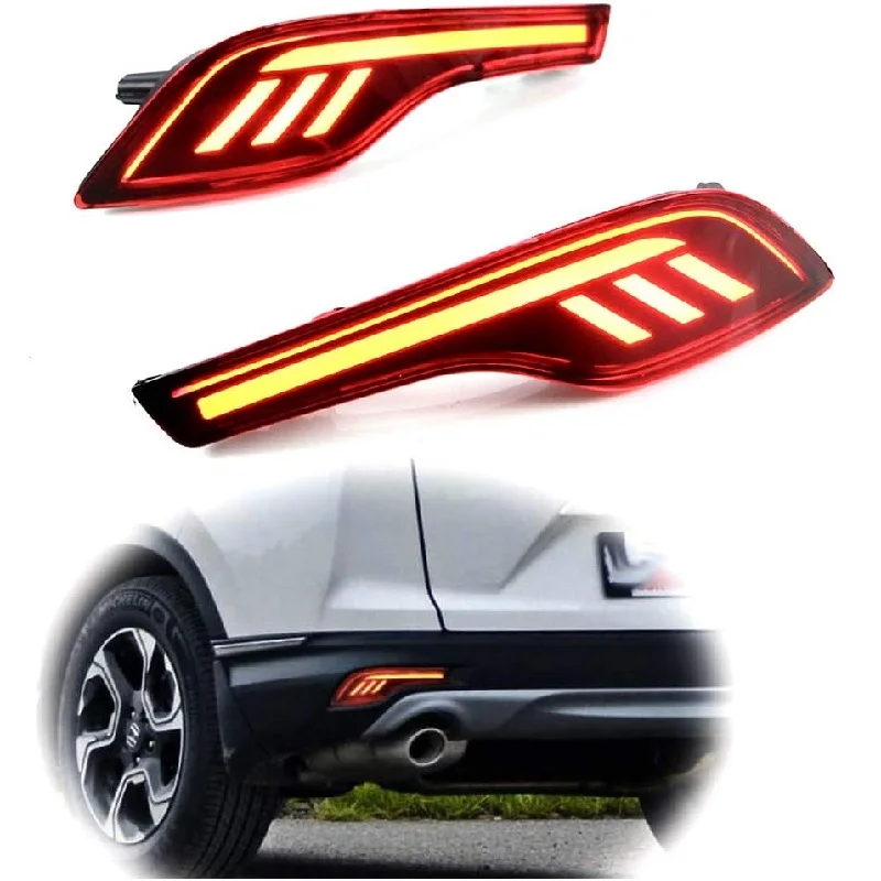 1Pair Red Lens LED Rear Bumper Reflector Lamp Tail Brake Light Fog Lamp for Honda CRV CR-V 2017 2018 2019