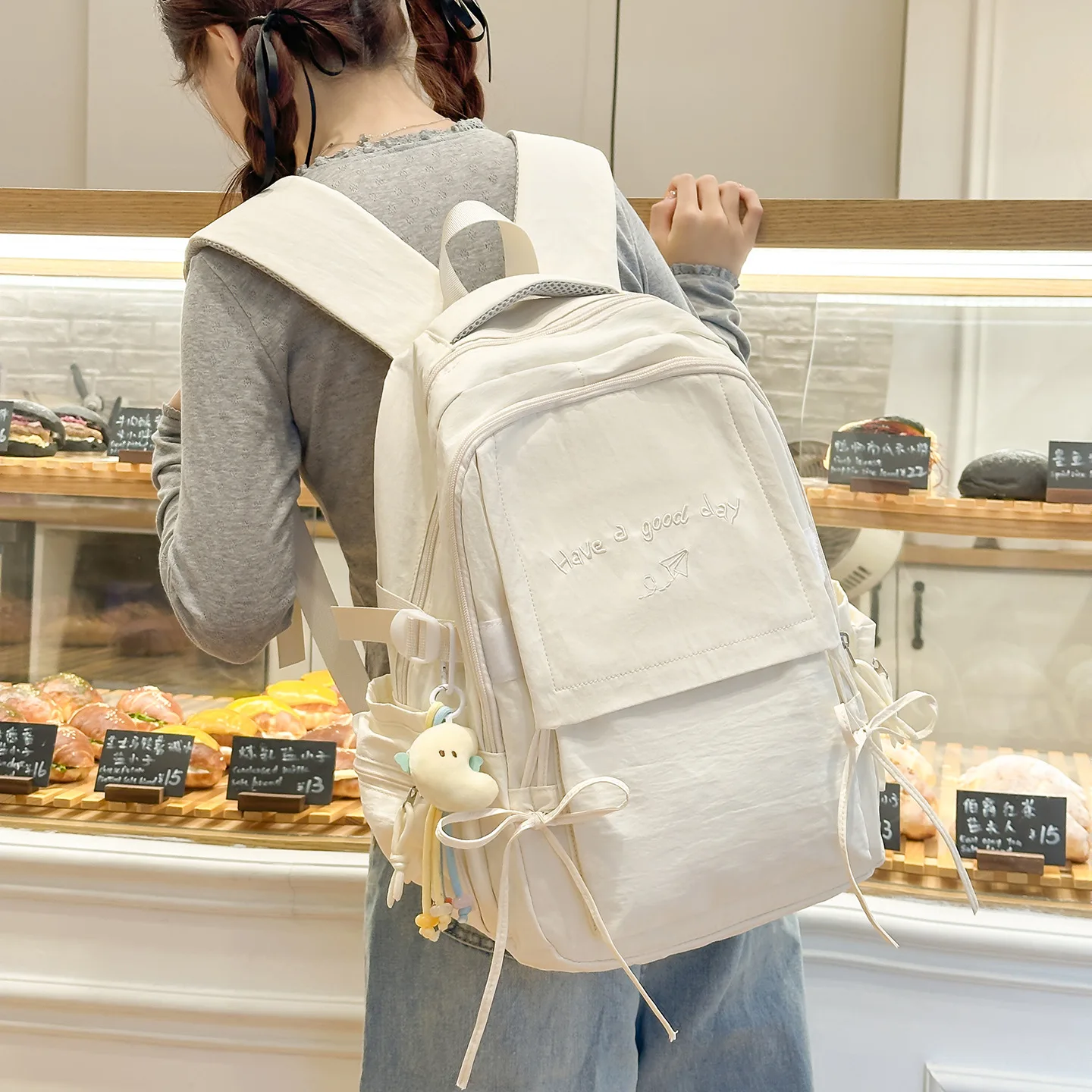 

Женский рюкзак Candy Color большой вместимости для средней школы, школьная сумка, сумка для ноутбука, сумка для отдыха и путешествий на открытом воздухе