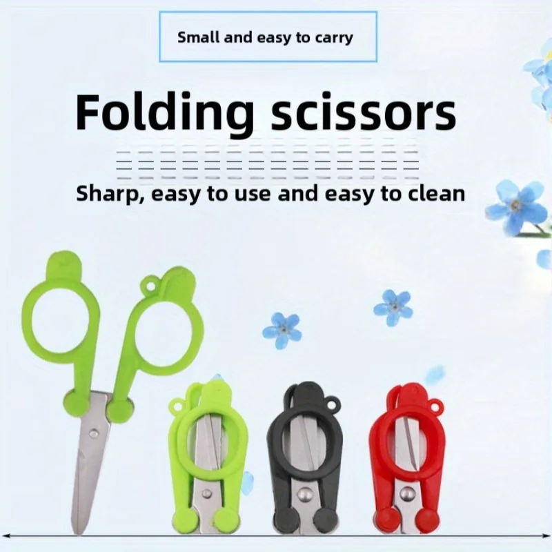 1 قطعة مقص قابل للطي مقص جيب صغير من الفولاذ المقاوم للصدأ للسفر، في الهواء الطلق، المنزل، المكتب (3 ألوان)