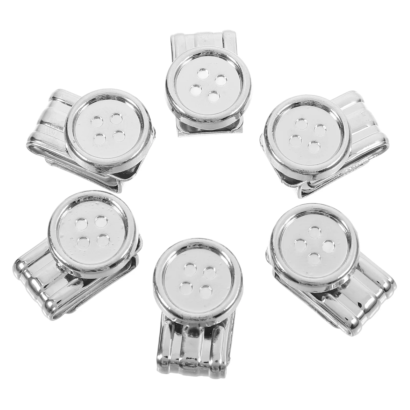 

6pcs Metal Adjustment Buckle Heavy Duty Duckbill Clips for Men Pants Buttons Replacement No Sew Brace Clips White Color