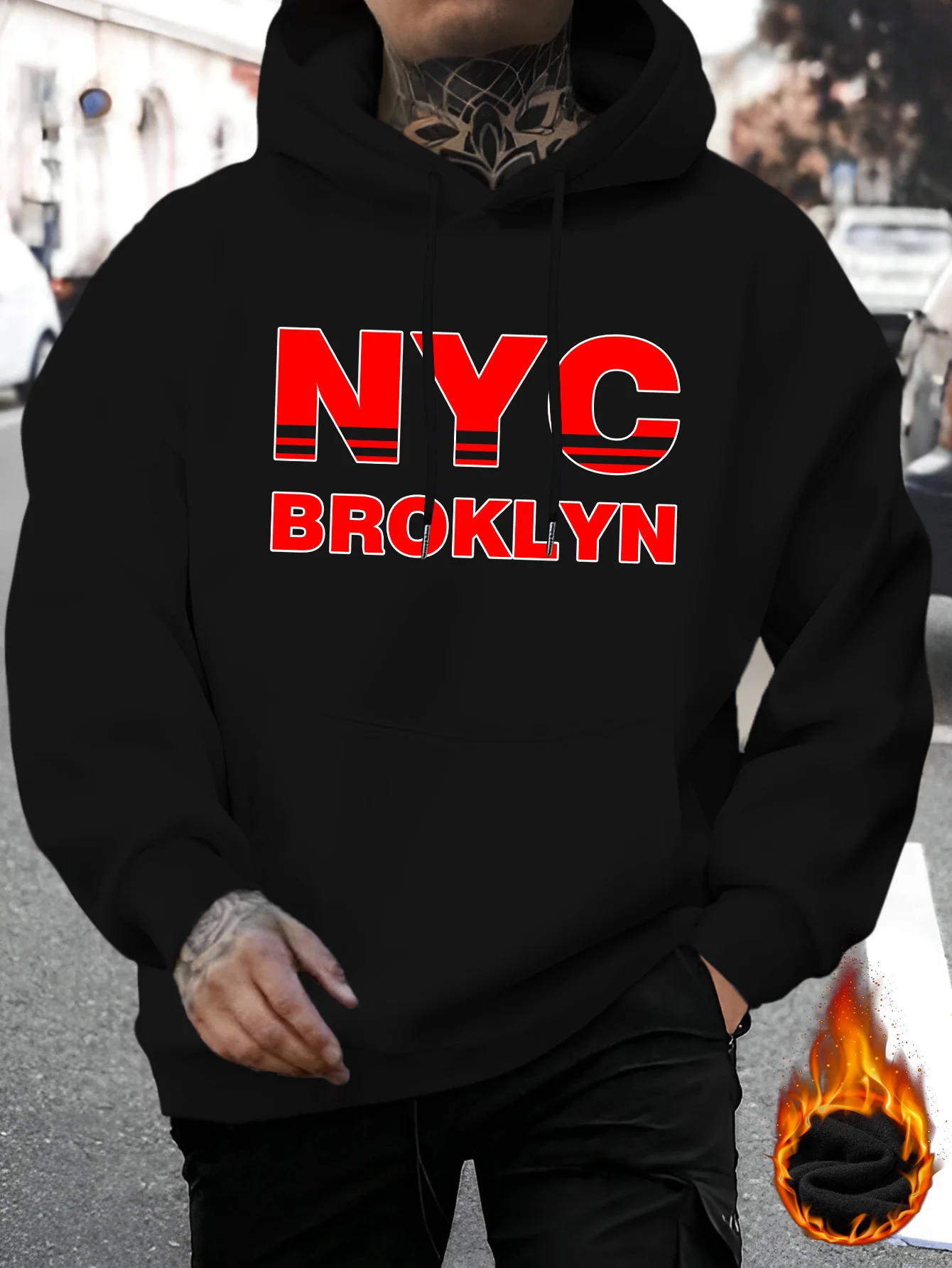 Men's New Brooklyn New York Personalized Letter Print Casual Hoodie Fashion Drawstring Hoodie Autumn and Winter Top Hoodie