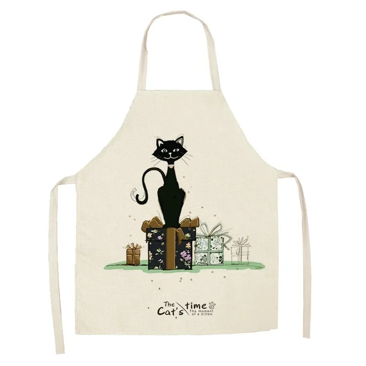 Cartoon Animal Style Cute Cat Pattern Kitchen Apron For Women Bibs Household Cleaning Pinafore Home Cooking Aprons Chef Apron