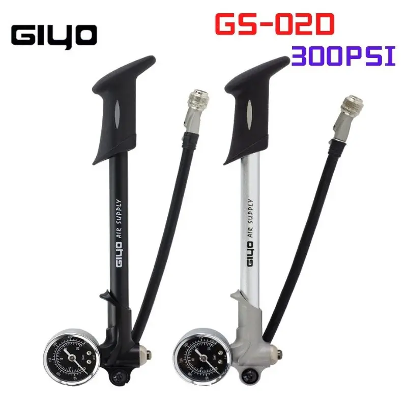 GIYO GS-02D Foldable 300PSI High-Pressure Bike Air Shock Pump With Lever & Gauge for Fork and Rear Suspension Mountain Bicycle