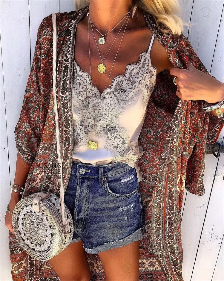 

Susan Faionable Silk Blend Bla White Lace Crop Top Women's Ele Versatile Strapl Tank Top Summer Pure Color