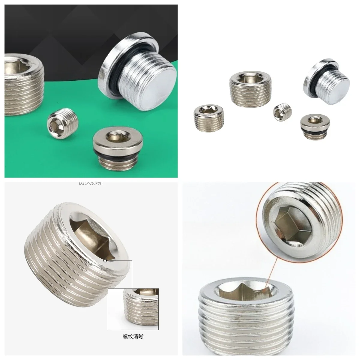 ‌BSPP Male Thread Hex Plug - 1/8" 1/4" 3/8" 1/2" Metal Pneumatic Pipe Cap with O-Ring Seal for Air Compressor Systems