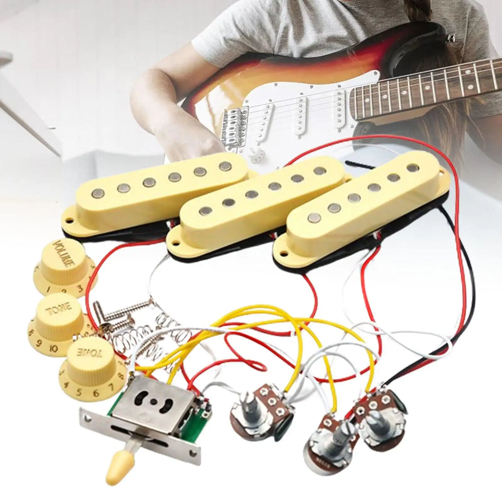 Bridge Pickup Single Pickup with Pickup Potentiometer Prewired Guitar Pickup Set for ST Electric Guitar Instrument Accessory DIY
