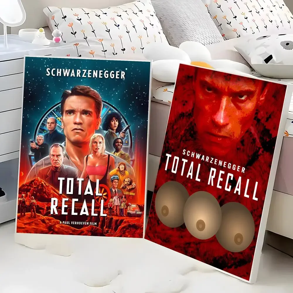 Total Recall Paul Verhoeven Arnold Schwarzenegger Sci-Fi Cyberpunk Classic Calligraphy Poster EcoFriendly Decor Frameless Canvas