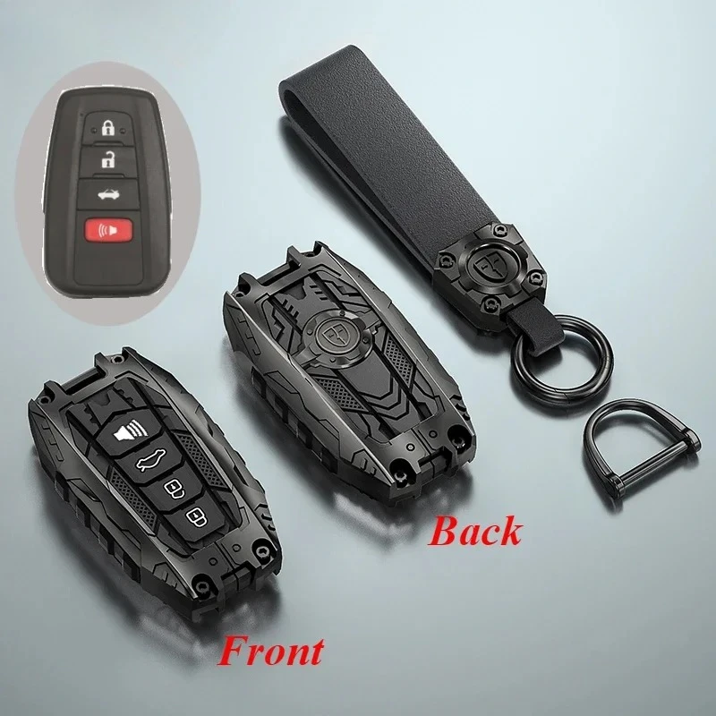 

Металлический чехол для ключей с 2/3/4 кнопками, брелок для ключей для Toyota Camry Corolla RAV4 Avalon Land Cruiser Prado Prius 2017-2022