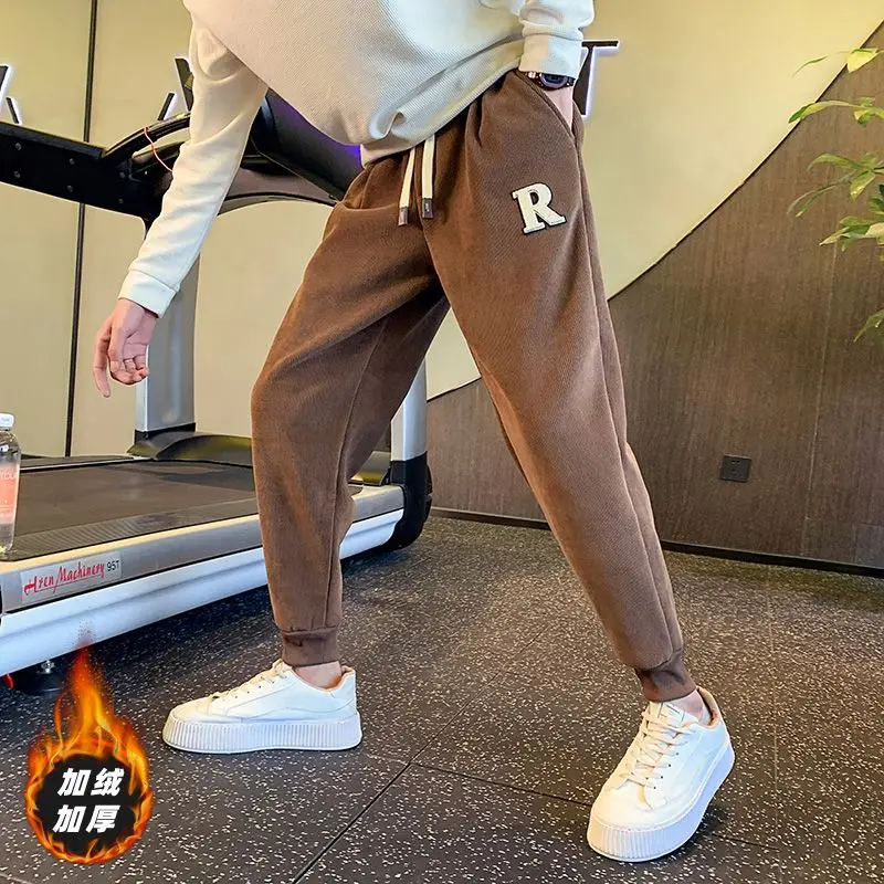 

Corduroy Pants for Men with Added Velvet Men's Pants with Small Legs Haren Pants Rugged and Handsome Casual PantsTrendy