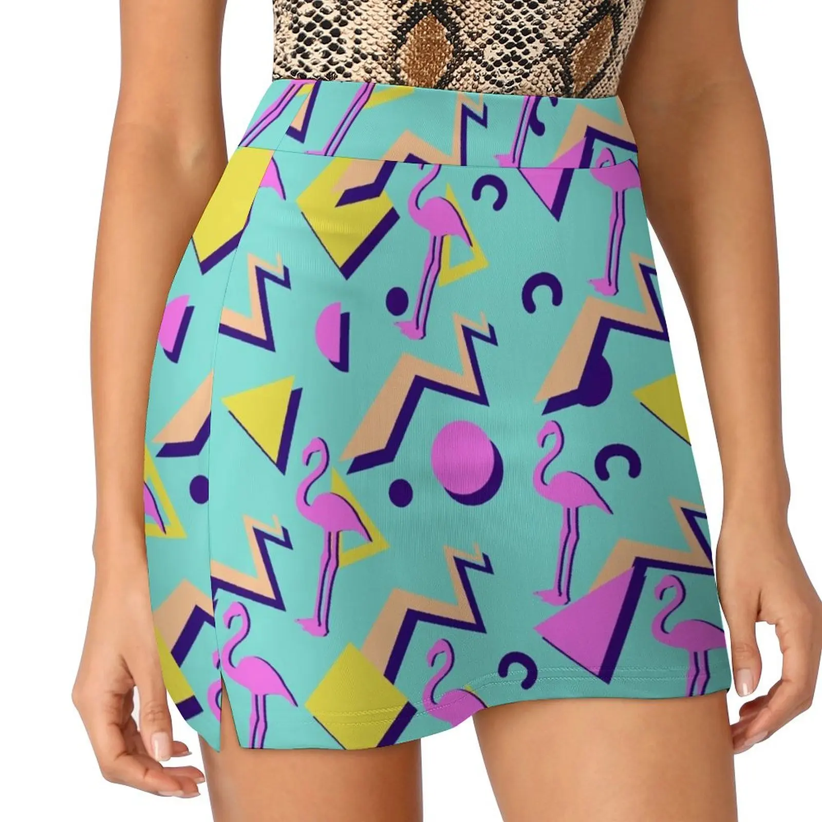 80s Memphis Pattern Mini Skirt night club outfit women clothes