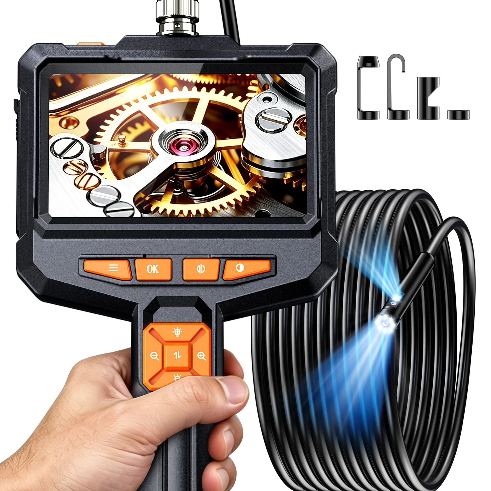 Industrial Endoscope Camera 4.3Inch Screen IP67 Waterproof Borescope With 8mm Dual Lens Handheld Inspection For Car Auto Engine