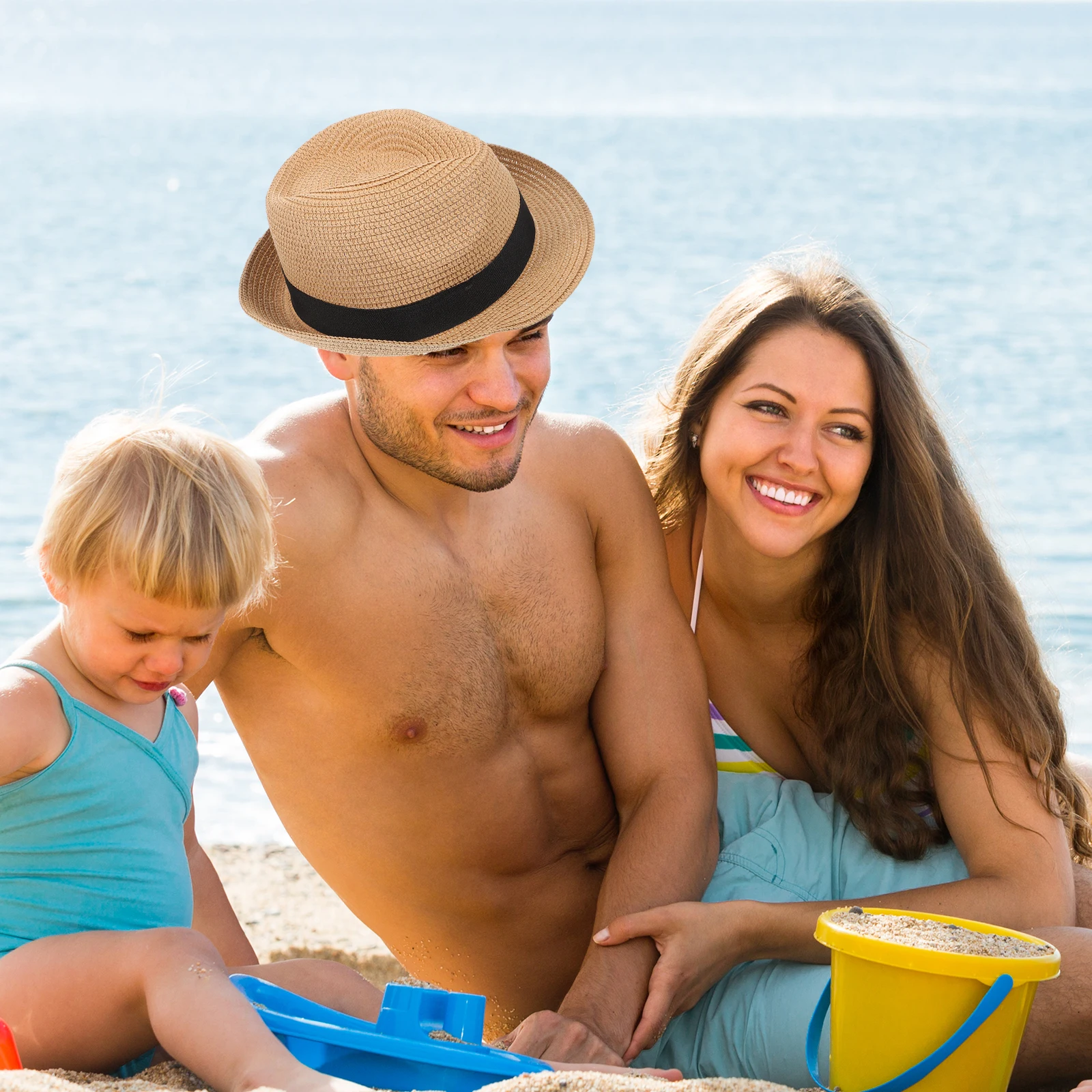 

Short-brimmed Straw Hat Bucket Men Women Beach Women's Hats & Caps Sun for Summer