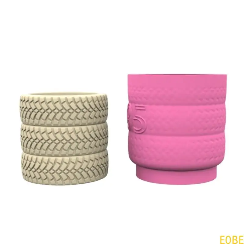 

E0BE Elegant Tyre Sturdy Silicone Mould Portable for Resin and Clay Creative Flower Pots Pen Holder Cast Craft Supplies